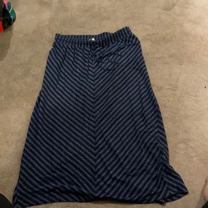 LOFT navy blue and gray chevron stripe maxi skirt